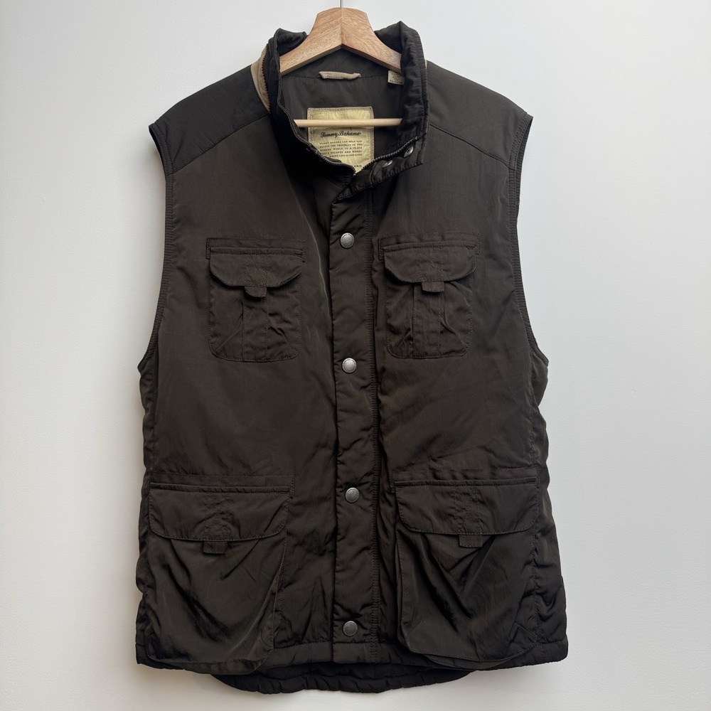 Tommy‎ Bahama Men's Fishing Vest Medium Hunter Puff Lined Buttoned Zipped
